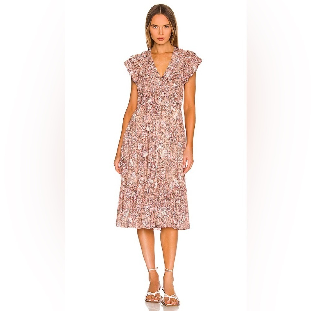Ulla Johnson Romina Dress Floral Ruffle Sz 2 Midi